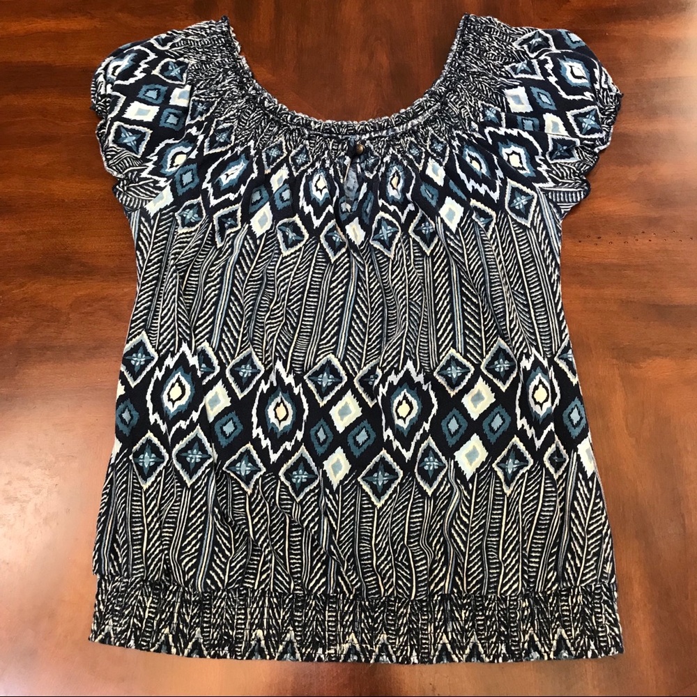 Lucky Brand Aztec Print Top Size Large